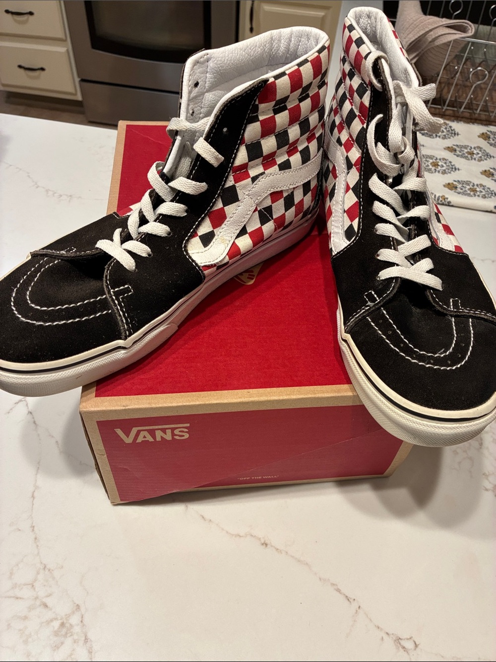 VANS SK8-H Checkerboard High-Top Sneakers